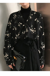 Blusa de manga larga con estampado de flores retro